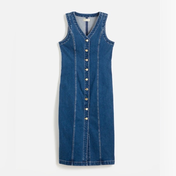 Madewell Denim V-neck Midi Dress - Picture 2 of 7